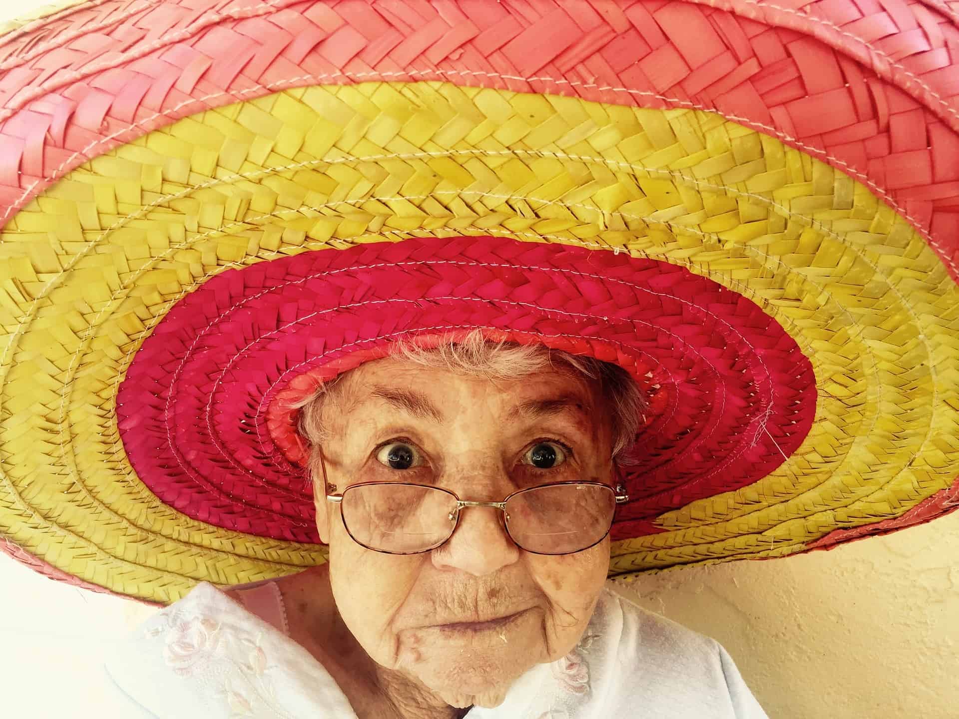 Old woman with a big sombrero